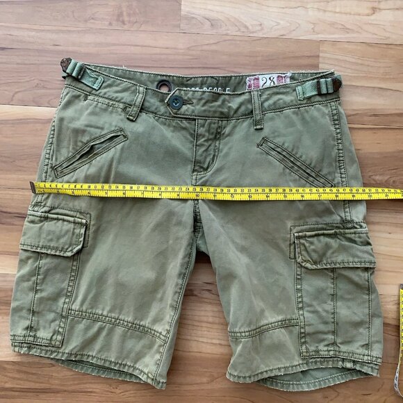 Free People Army Utility Long Cargo Shorts Women's Size 28 Olive Green - Picture 3 of 11